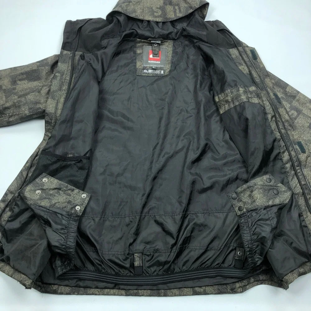 Quiksilver Jacket Mens L Snowboard Ski DryFlight 10K Waterproof Hooded Green